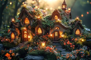 Canvas Print - Enchanted Cottage in a Magical Forest