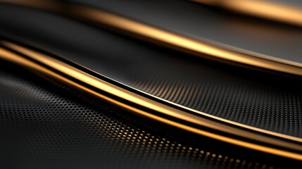 Wall Mural -   A metal surface with a gold line on its edge and black surface with a gold line on its bottom are captured in this close-up image