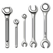 © Heng Heng - AI Stock - clipart of a shiny metal socket wrench tool set in various sizes isolated on a clean white background  This graphic depicts a professional grade equipment for mechanical repair construction work