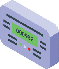 Electric meter showing consumption counter isometric icon, energy consumption concept