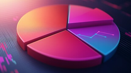 Poster - close-up of a 3d pie chart with interactive elements, including hover effects and clickable segments