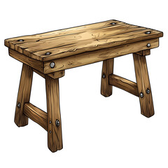 Poster - Detailed Rustic Wooden Workbench on Clean White Background Ideal for Product Mockups Design Presentations and Showcasing Handmade Crafts and Woodworking