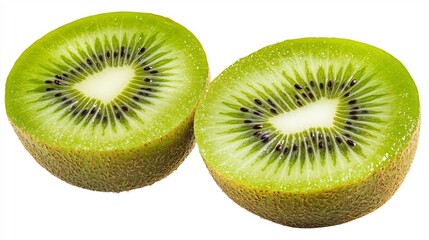 two halves of a freshly cut kiwi