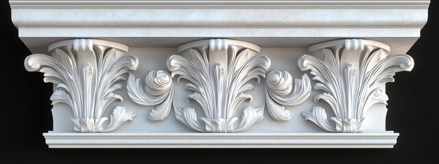 Wall Mural - Vintage classic capital architectural columns with ornament for interior or facade 3D rendering