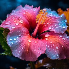 illustration of masterpiece photo of Hibiscus flower with water, Generative ai