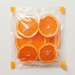 Wall Mural - illustration of orange in plastic bag, Generative ai