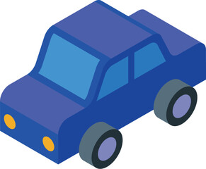 Poster - Blue car isometric icon representing transportation by road, for infographic or website