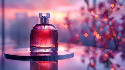 Canvas Print - Perfume Bottle with Sunset Background