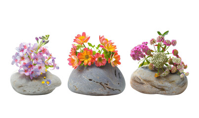 Wall Mural - Colorful Flower Arrangements with Rocks