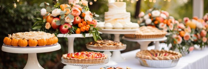 Sticker - Pumpkin and Apple Pie Arrangement on Wedding Dessert Table