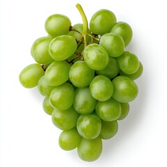 Canvas Print - A bunch of green grapes are on a white background, AI