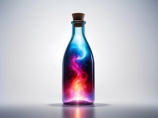 magical bottle filled with a vibrant galaxy stars and cosmic elements perfect for fantasy art lovers and sci-fi design projects