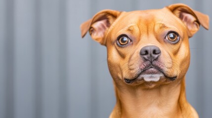 Poster - A close up of a brown dog looking at the camera, AI