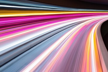 Poster - A vibrant display of flowing light trails in various colors, creating a dynamic and modern visual effect.