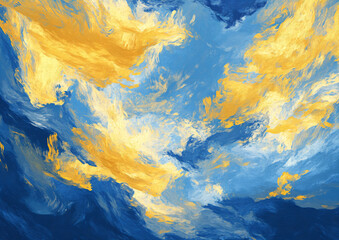 Abstract Blue Gold Sky.