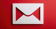 © Nanda - White paper envelope icon on red background. Minimalist and modern design for social media, website, or app. Perfect for branding, marketing, and communication.