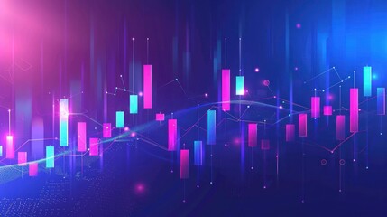 Poster - Abstract Stock Market Chart Design with Neon Lights