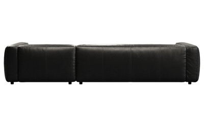 Wall Mural - Modern black leather upholstery sofa with chaise lounge. 3d render.