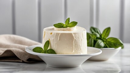 single raw cream cheese prepared for ingredient isolated on kitchen background