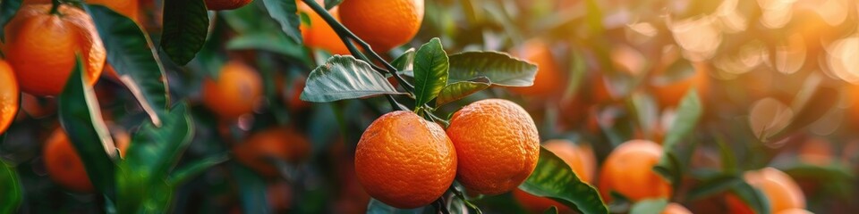 Sticker - Ripe orange citrus fruits on a tree branch in an orchard.