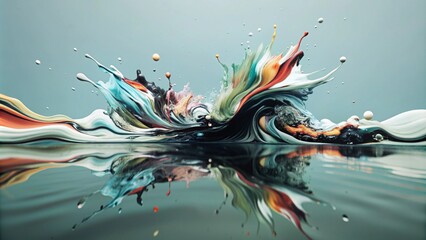 Poster - Chromatic Splash: An explosion of color reflected in a pool of tranquility.