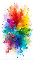 Poster - rainbow splashes: a vibrant abstract watercolor painting captures the energy and creativity of a rai