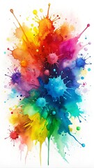 Poster - rainbow splashes: a vibrant abstract watercolor painting captures the energy and creativity of a rai
