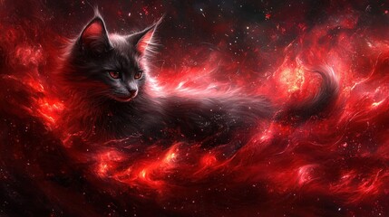 Wall Mural - Cosmic Feline Blaze