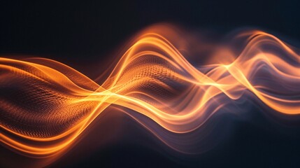 Poster - Glowing abstract wave with gentle curves illuminated in soft monochromatic light against a dark backdrop.