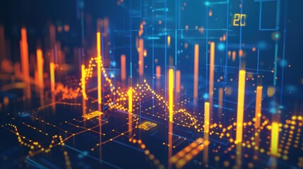 Poster - Abstract Digital Data Visualization with Vibrant Colors