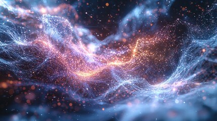 Poster - A captivating display of quantum data visualization reveals intricate patterns and connections, illuminated in vibrant colors against a dark backdrop