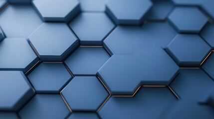 Poster - A close up of a blue background with hexagons, AI