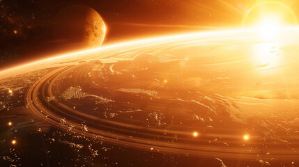 Wall Mural - a deep space observatory capturing the first image of a distant exoplanet orbiting a distant star. t