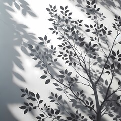 Abstract natural tree leaves shadow on white wall background - abstract floral background