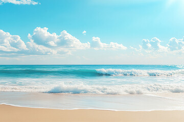 Canvas Print - Ocean Waves and Blue Sky.