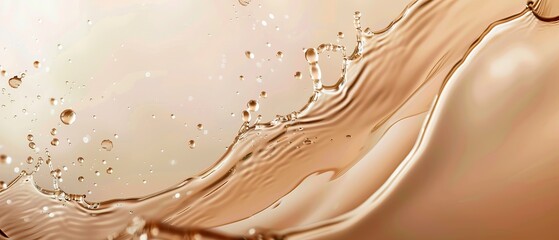 Cosmetic Product Background with Liquid in Natural Brown and Beige Colors