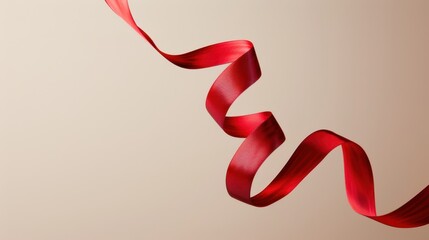Poster - Red ribbon with a wavy pattern