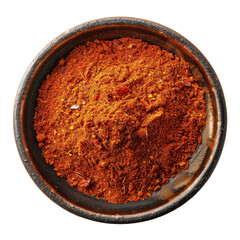 A bowl of red and yellow spice blend.