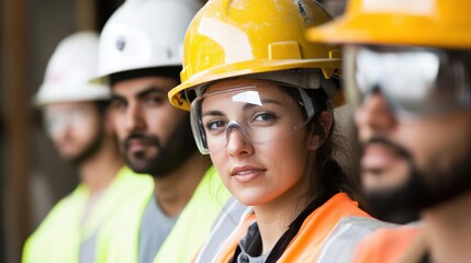 Inclusive construction team working together on an urban site diverse ethnicity represented through safety gear and teamwork capturing the essence of unity and strength in construction