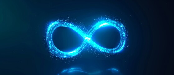 Wall Mural - Neon symbol loop sign light background 3d line abstract infinite glow digital blue shape concept icon 8. Loop symbol neon circle effect limitless wave brush logo energy space design technology curve
