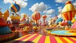© Ecleposs - Whimsical 3D render of a colorful balloon animal parade at a carnival