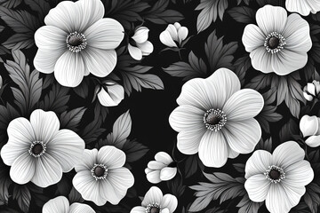 Poster - Floral Pattern Black and White