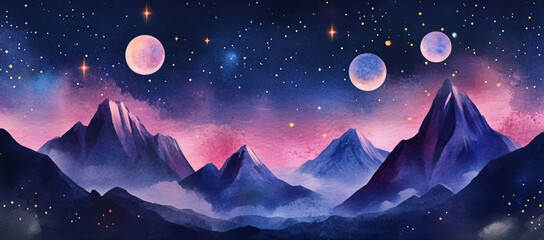 Wall Mural - Night Mountainscape.