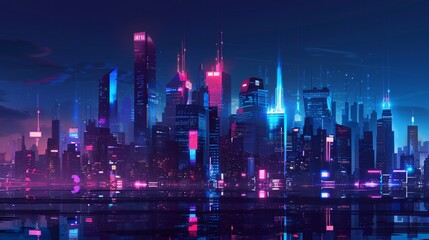 futuristic cityscape with neon lights