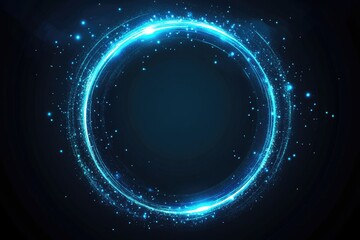 Wall Mural - Glowing Blue Circle with Sparkles on a Dark Background