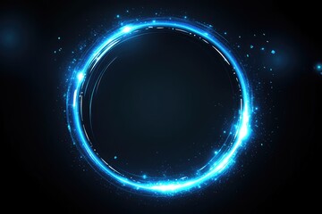 Wall Mural - Glowing Blue Circle with Sparkles on a Black Background