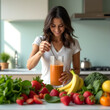 © Dani - Woman cooking a smoothie, healthy lifestyle