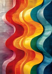 Wall Mural - A colorful rainbow with a blue stripe. The colors are bright and vibrant, creating a sense of joy and happiness. The rainbow is curved and wavy, giving it a dynamic and energetic appearance