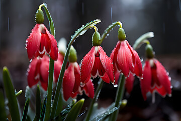 Wall Mural - red and white tulips