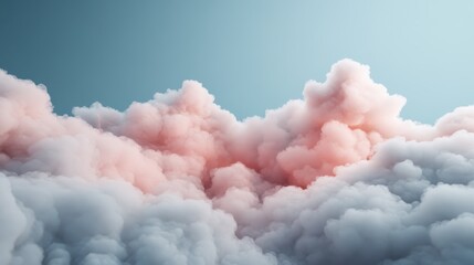 A captivating view of fluffy pink and white clouds against a bright blue sky, evoking feelings of whimsy and nostalgia in a dreamy, artistic representation of the sky.